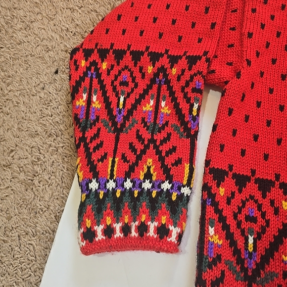 Dale Of Norway Womens Nordic Red Patterned Cardigan Size L Beauty!! - Picture 3 of 12